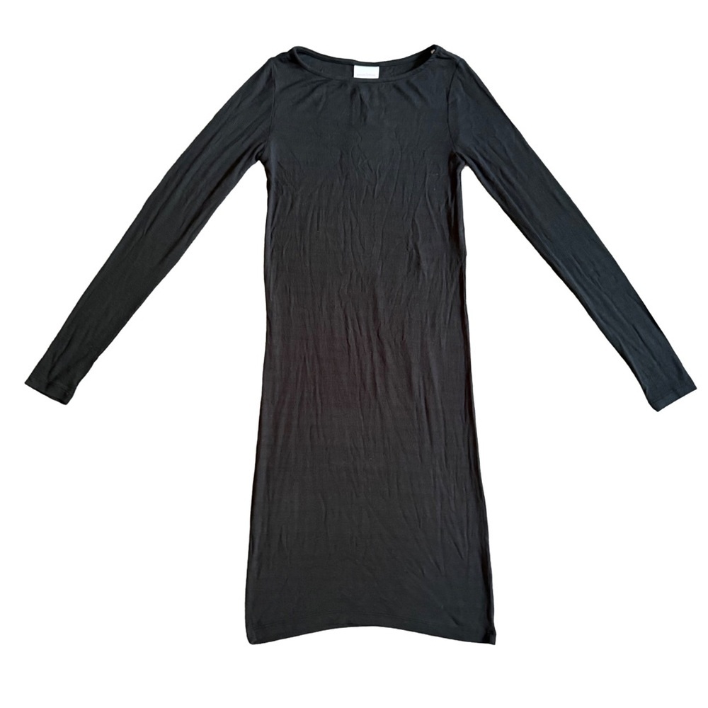 NWT MAMALICIOUS BLACK LONG SLEEVE FITTED CREWNECK RIBBED MATERNITY DRESS SIZE XS